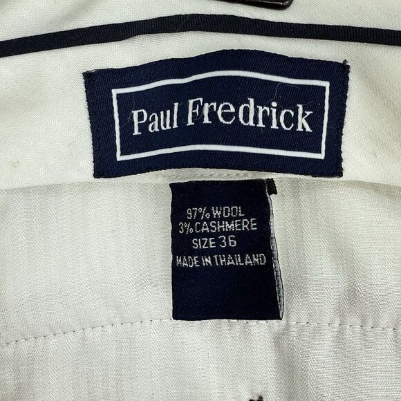 Paul Frederick Men’s 36x28 Brown Pleated Dress Pants Cuffed Wool Cashmere - Picture 7 of 14